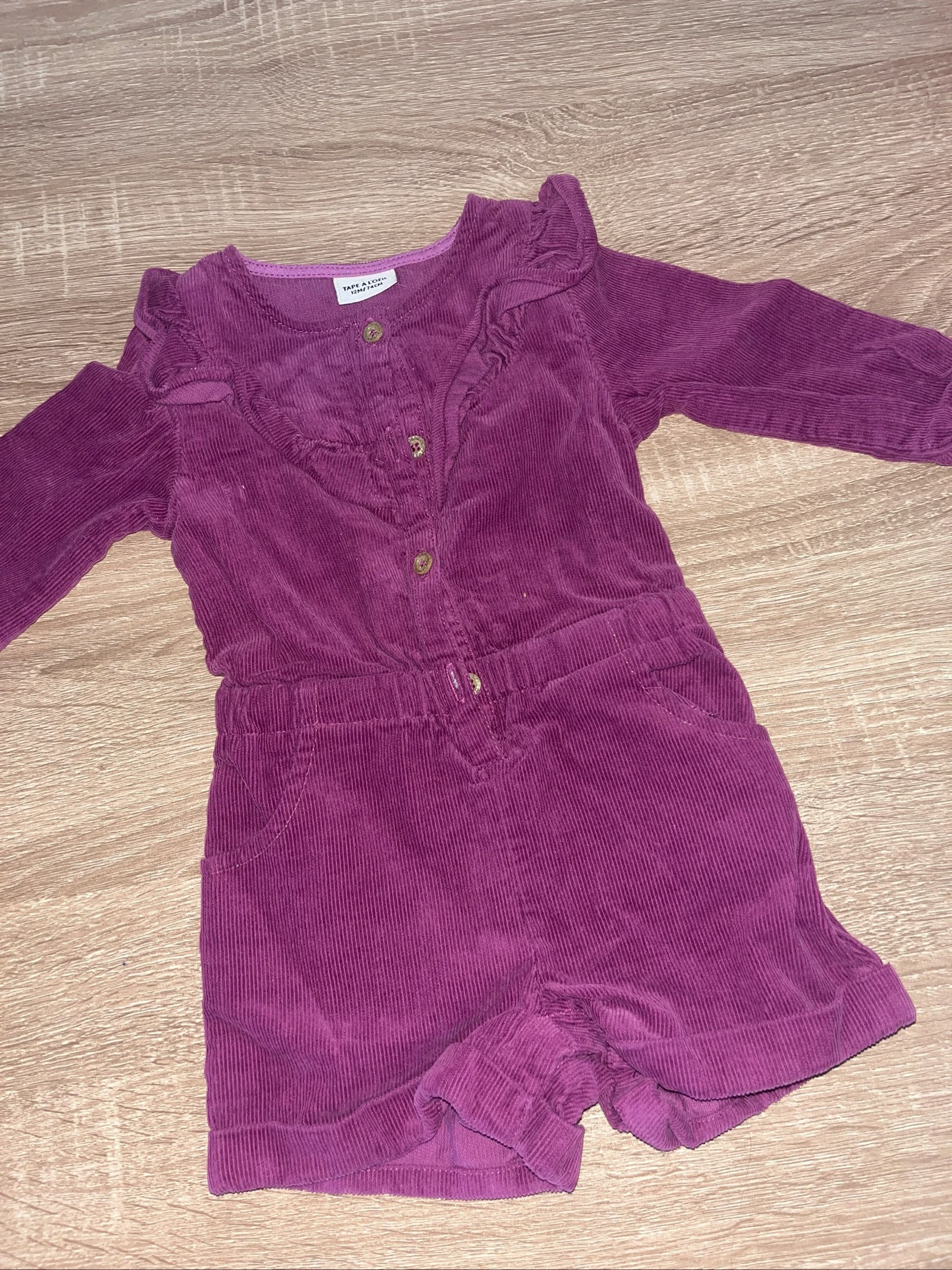 Combi short velours 12 mois 